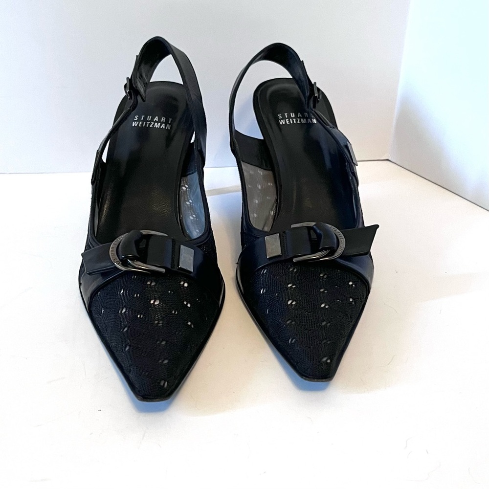 Stuart Weitzman Janet Black Mesh And Leather Slin… - image 7